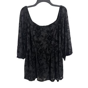 Bloomchic Black Sheer Velvet Burnout Top Size 12 Whimsigtoh Fairy Grunge Romance